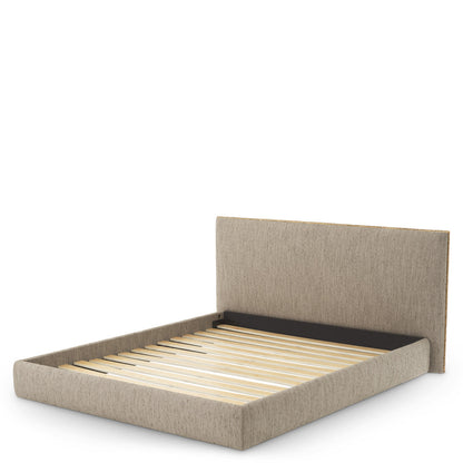 Luxe Bed met Gehamerde Metalen Rand en Zachte Beckett-Stof | Tijdloos Design voor Comfort en Elegantie 6