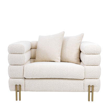 Luxueuze Bouclé Fauteuil met Messing Poten voor Elegante Interieurs 3