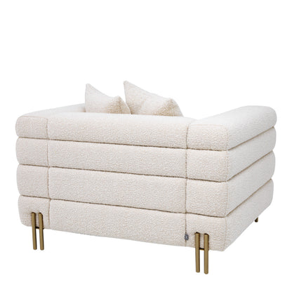 Luxueuze Bouclé Fauteuil met Messing Poten voor Elegante Interieurs 4