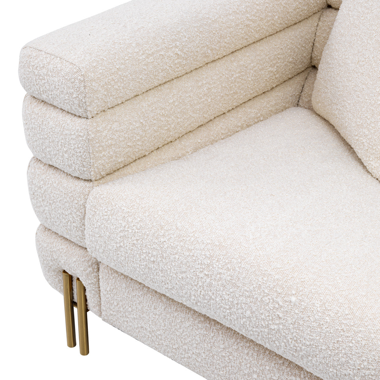 Luxueuze Bouclé Fauteuil met Messing Poten voor Elegante Interieurs 6