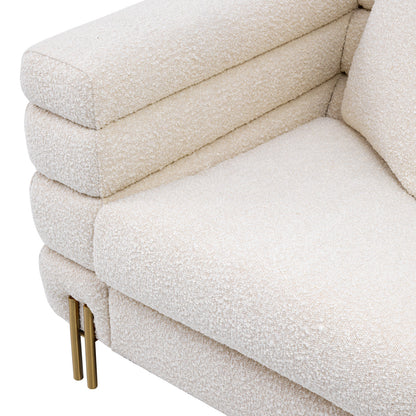Luxueuze Bouclé Fauteuil met Messing Poten voor Elegante Interieurs 6