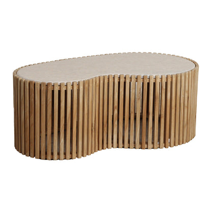 Marmeren Salontafel met Houten Basis | Elegant Design voor Modern Interieur 0