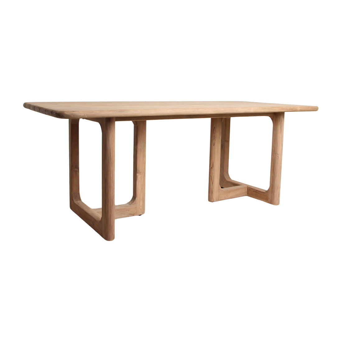 Moderne Tuintafel Hout met Afgeronde Hoeken | FSC Gerecycled Teakhout voor Gezellige Buitenmaaltijden met 4-6 Stoelen 0