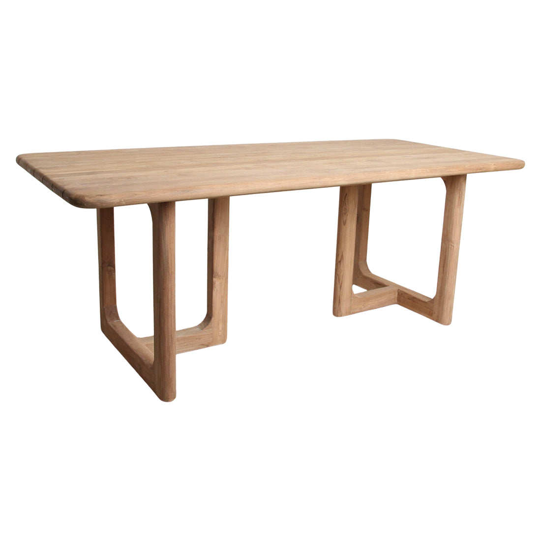 Moderne Tuintafel Hout met Afgeronde Hoeken | FSC Gerecycled Teakhout voor Gezellige Buitenmaaltijden met 4-6 Stoelen 3