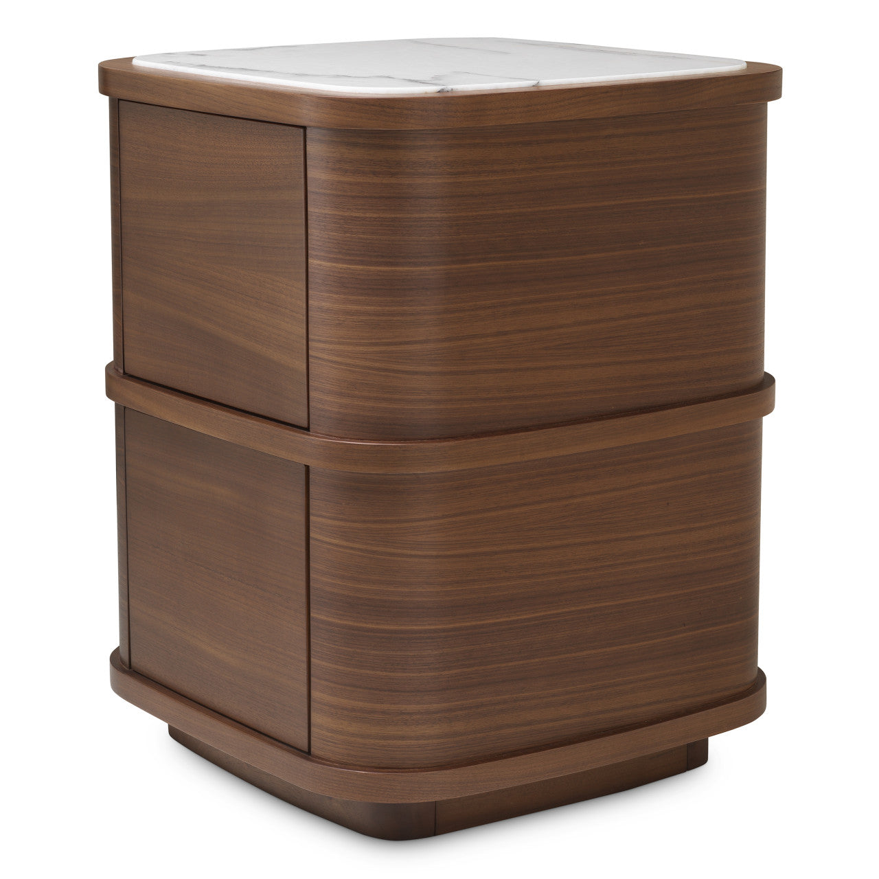Nachtkastje Hout | Elegant Walnotenhouten Nachtkastje met Marmeren Afwerking | Compact Ontwerp voor Luxe Slaapkamers 3