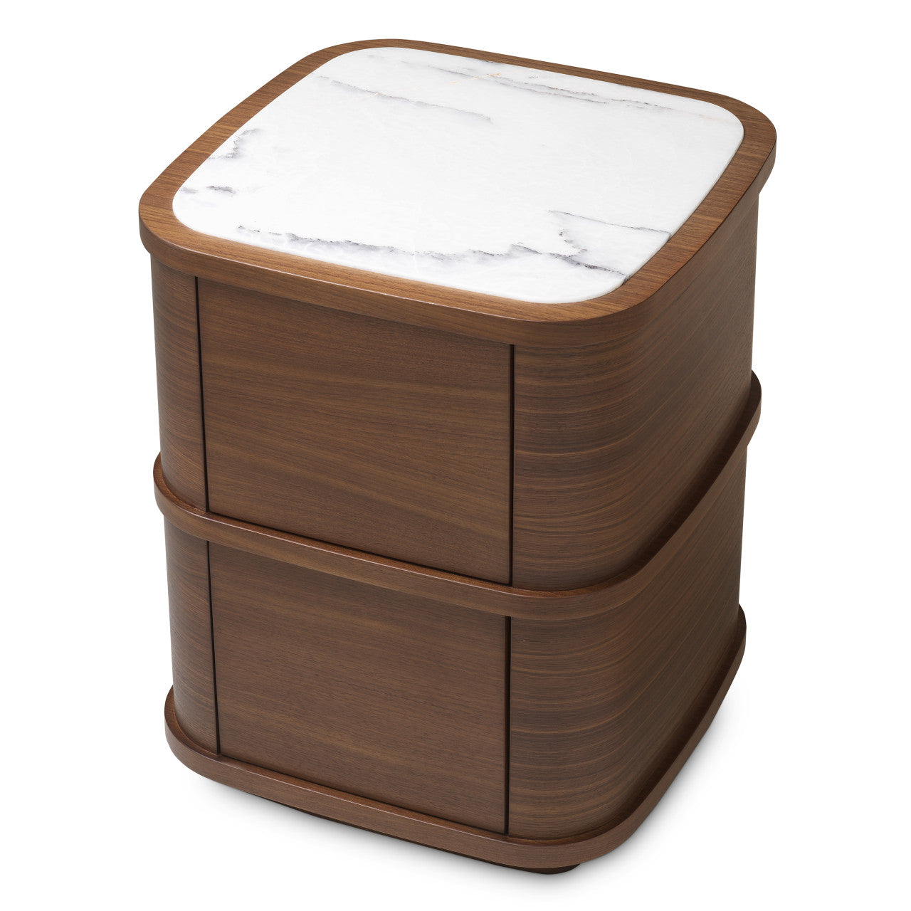 Nachtkastje Hout | Elegant Walnotenhouten Nachtkastje met Marmeren Afwerking | Compact Ontwerp voor Luxe Slaapkamers 4