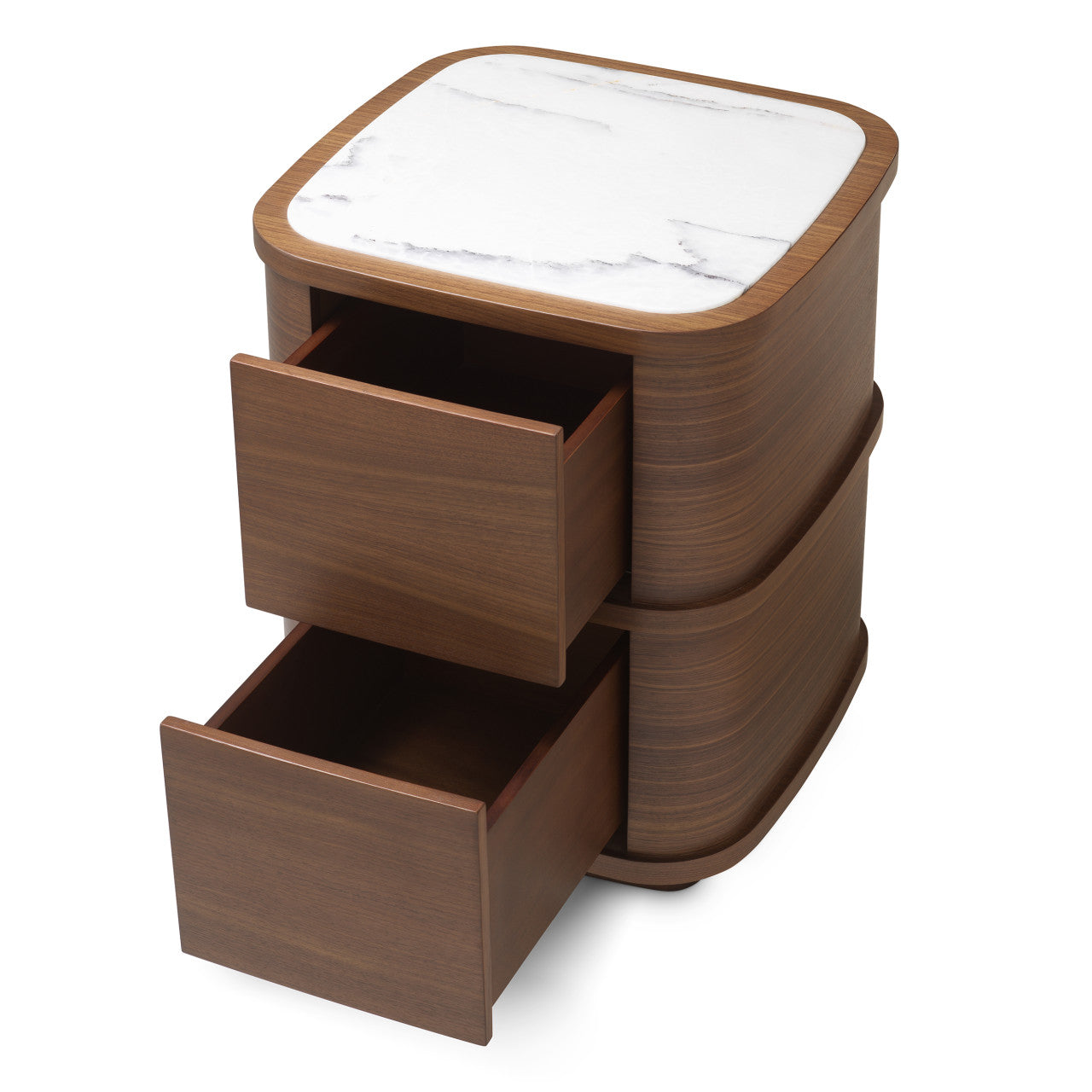 Nachtkastje Hout | Elegant Walnotenhouten Nachtkastje met Marmeren Afwerking | Compact Ontwerp voor Luxe Slaapkamers 5
