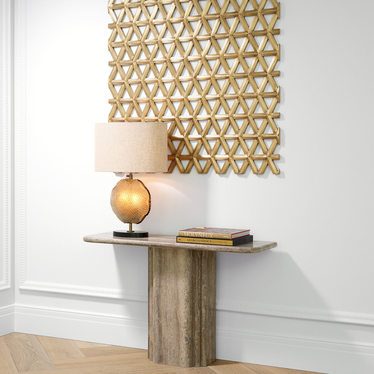 Norrington | Wandtafel met Zilveren Travertijnoppervlak | Elegant Ontwerp voor Luxe Interieurs 2