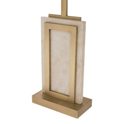 Tafellamp met Travertijn en Antiek Messing Afwerking | Luxe Verlichting voor Elegante Interieurs 0