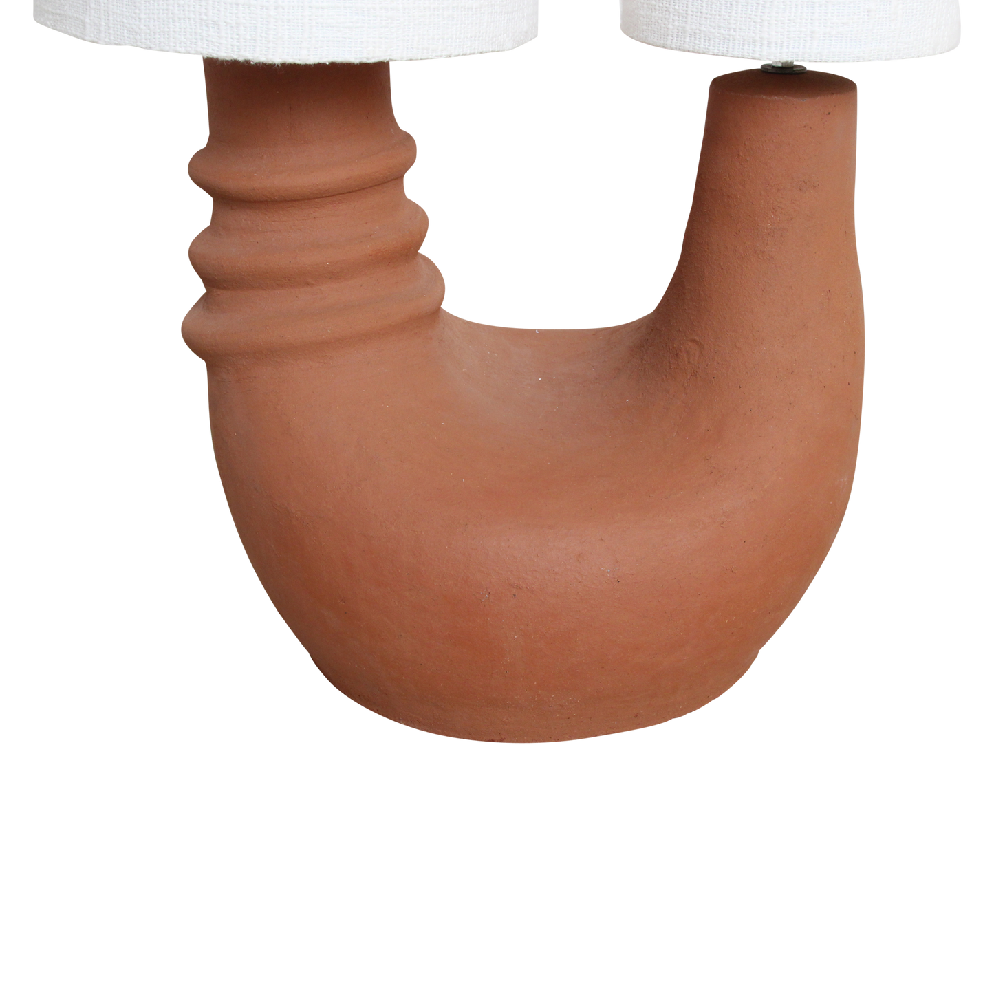 Terra Collectie | Tafellamp met Unieke Vorm en Witte Stoffen Kap | Aardewerk voor Warmte en Sfeer 3