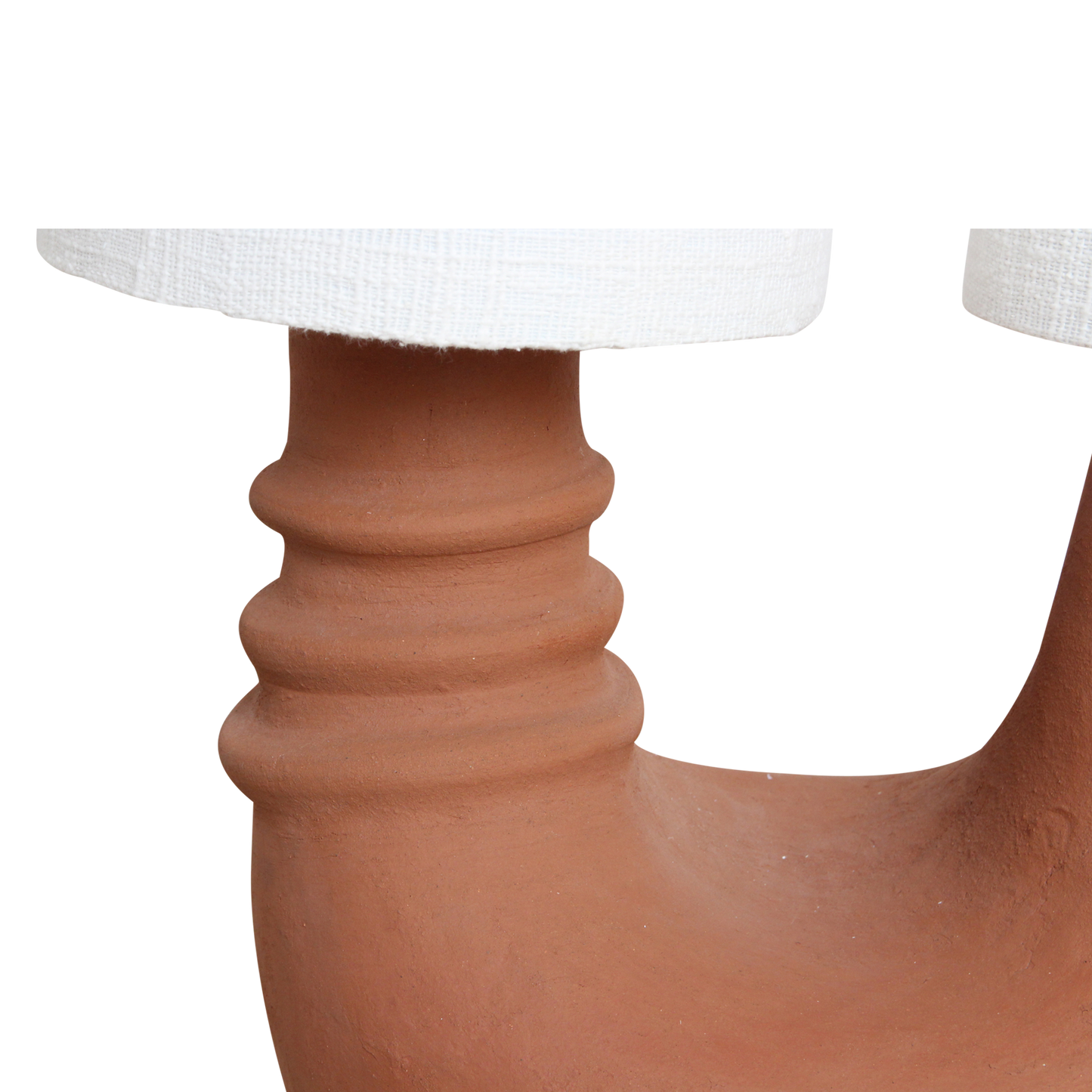 Terra Collectie | Tafellamp met Unieke Vorm en Witte Stoffen Kap | Aardewerk voor Warmte en Sfeer 4