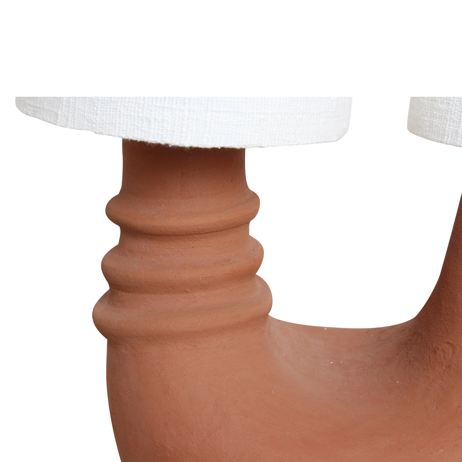 Terra Collectie | Tafellamp met Unieke Vorm en Witte Stoffen Kap | Aardewerk voor Warmte en Sfeer 4