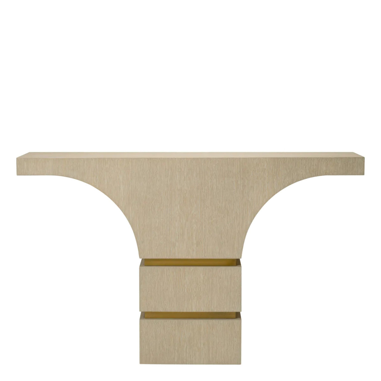 Thaddeus | Wandtafel met Chic Eikenfineer en Messing Afwerking | Stijlvolle Consoletafel voor Elk Interieur 5