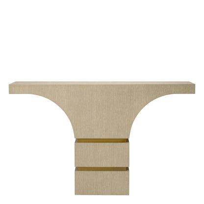 Thaddeus | Wandtafel met Chic Eikenfineer en Messing Afwerking | Stijlvolle Consoletafel voor Elk Interieur 5