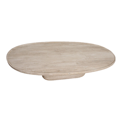 Travertin Salontafel | Ovaal Design 140x60x30 cm met Duurzaam Materiaal | Tijdloze Tafel voor Elegante Interieurs 1