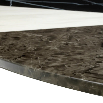 Tricolori | Ronde Eettafel met Driekleurig Imitatiemarmeren Blad | Stijlvolle Tafel voor Elegante Eetruimtes 4