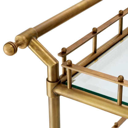 Trolley Scarlett L | Vintage Messing & Glazen Blad voor Tijdloze Stijl 0