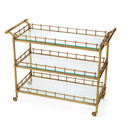 Trolley Scarlett L | Vintage Messing & Glazen Blad voor Tijdloze Stijl 4