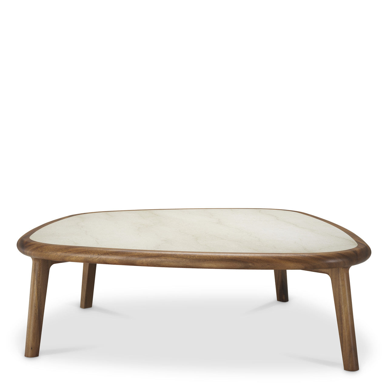 Wilma | Salontafel met Beige Marmeren Blad en Mahoniehouten Onderstel | Elegant Design voor een Verfijnde Uitstraling 1