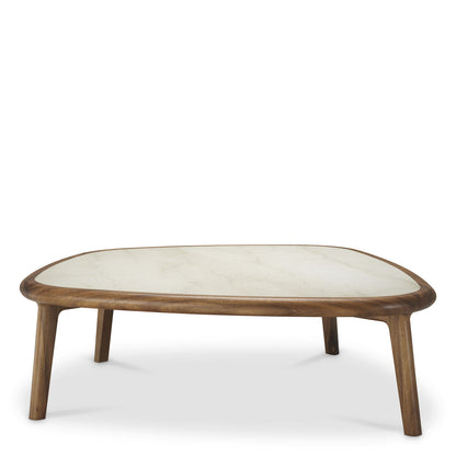 Wilma | Salontafel met Beige Marmeren Blad en Mahoniehouten Onderstel | Elegant Design voor een Verfijnde Uitstraling 1