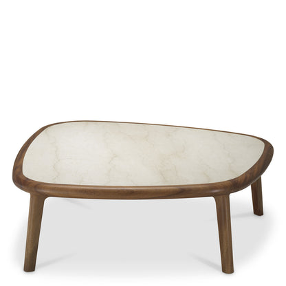 Wilma | Salontafel met Beige Marmeren Blad en Mahoniehouten Onderstel | Elegant Design voor een Verfijnde Uitstraling 2