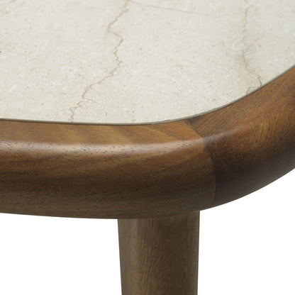 Wilma | Salontafel met Beige Marmeren Blad en Mahoniehouten Onderstel | Elegant Design voor een Verfijnde Uitstraling 4