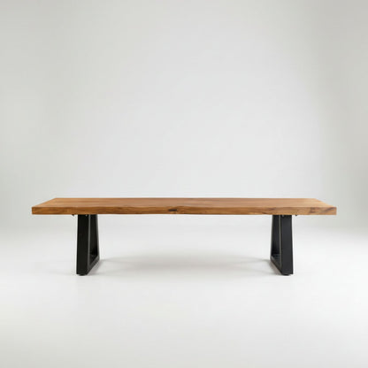 Bench met ijzeren benen - natuurlijk - 280