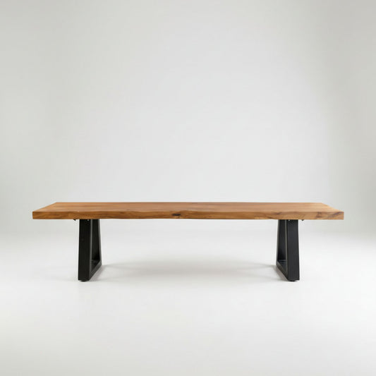 Bench met ijzeren benen - natuurlijk - 220