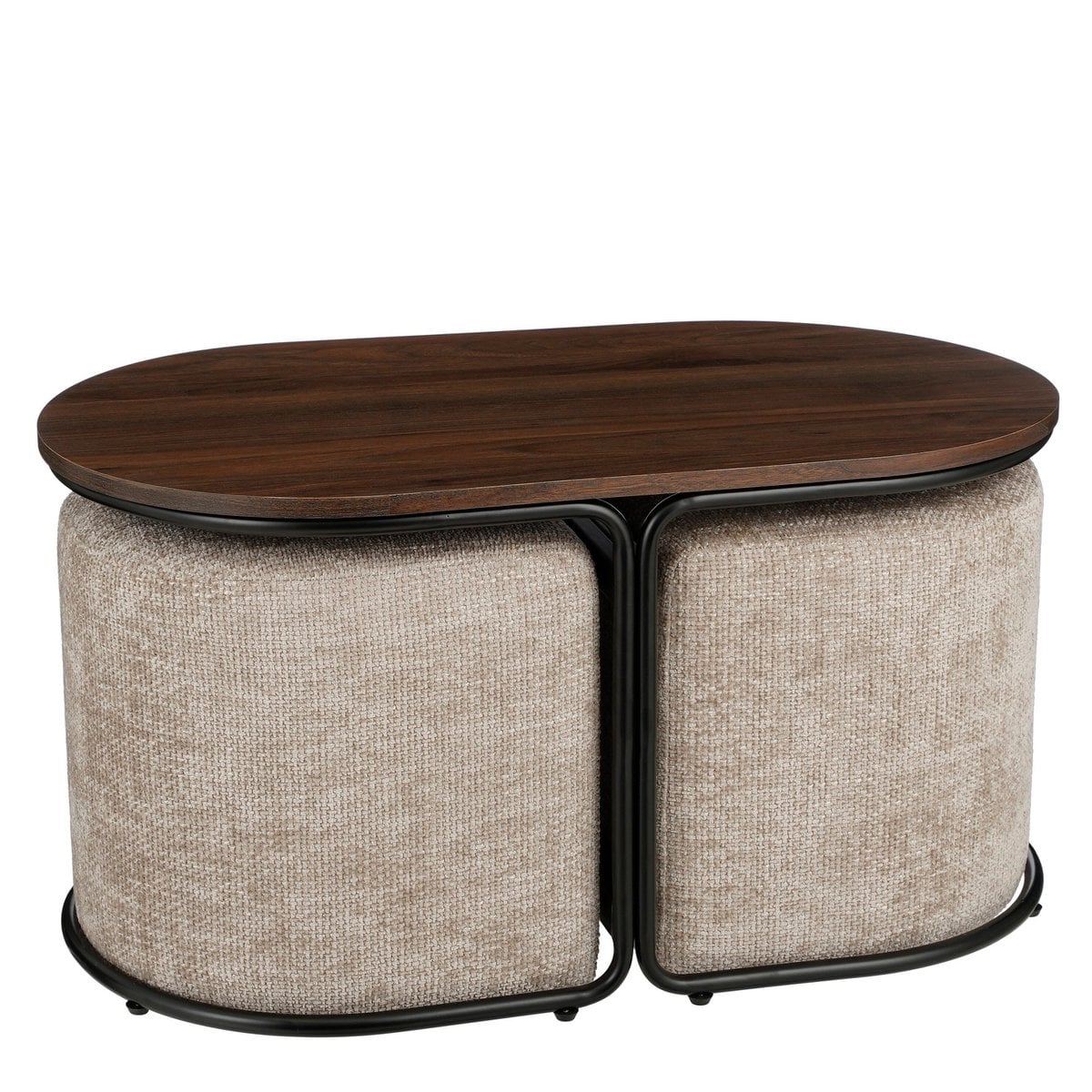 Salontafel met poefs  Lichtgrijs