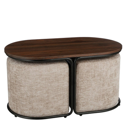Salontafel met poefs  Lichtgrijs