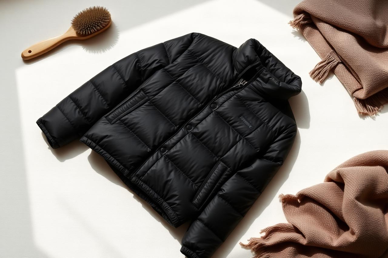 Winterjas aan een haak bij de onderhoudsgids