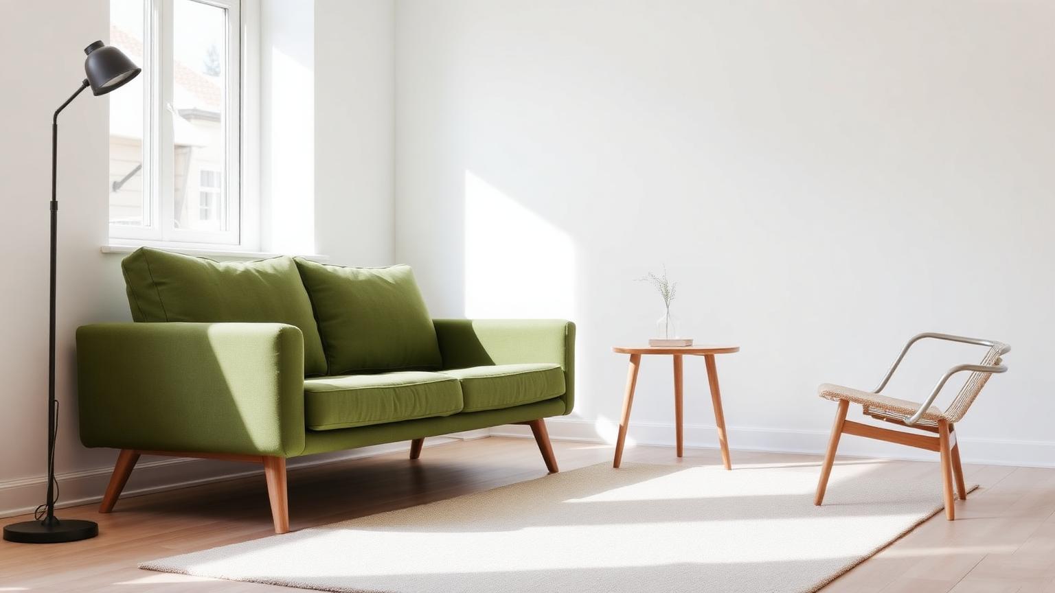 Lichte designstoel bij een ronde tafel in een rustig interieur